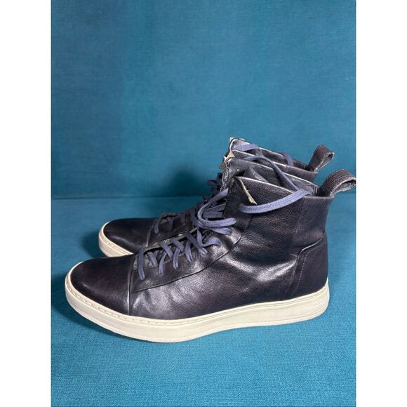 John Varvatos Leather High Top Sneakers Navy Blue Men’s Size 9.5 Casual Designer main image 7
